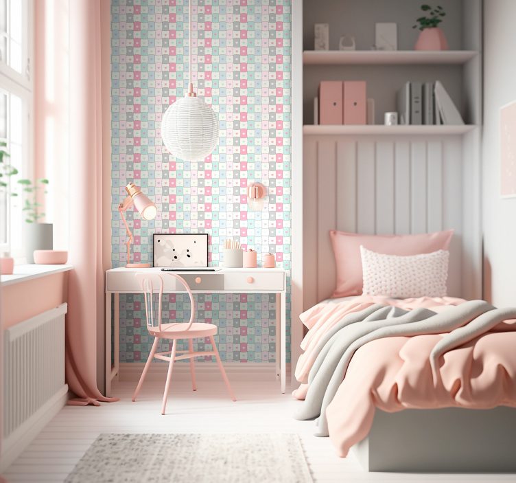 Carta da parati moderna texture cuori patchwork - TenStickers