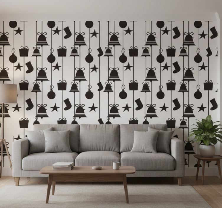 Carta da parati natalizia calze nere - TenStickers