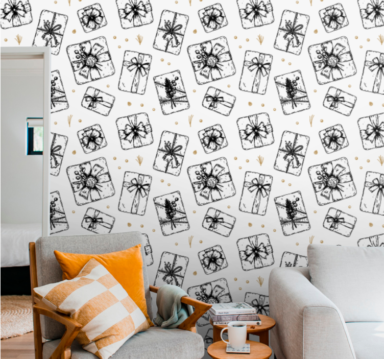 Carta da parati natalizia modelli di fiocchi regalo - TenStickers