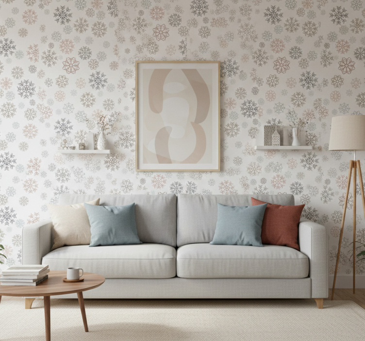 Carta da parati natalizia motivo fiocchi beige - TenStickers