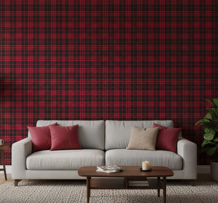 Carta da parati natalizia motivo tartan - TenStickers