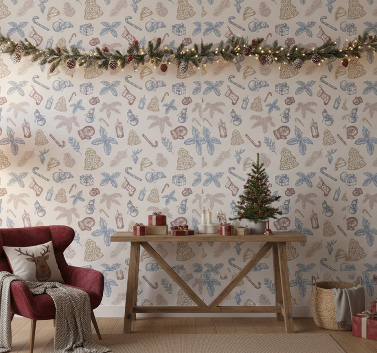 Carta da parati natalizia tempo di natale - TenStickers