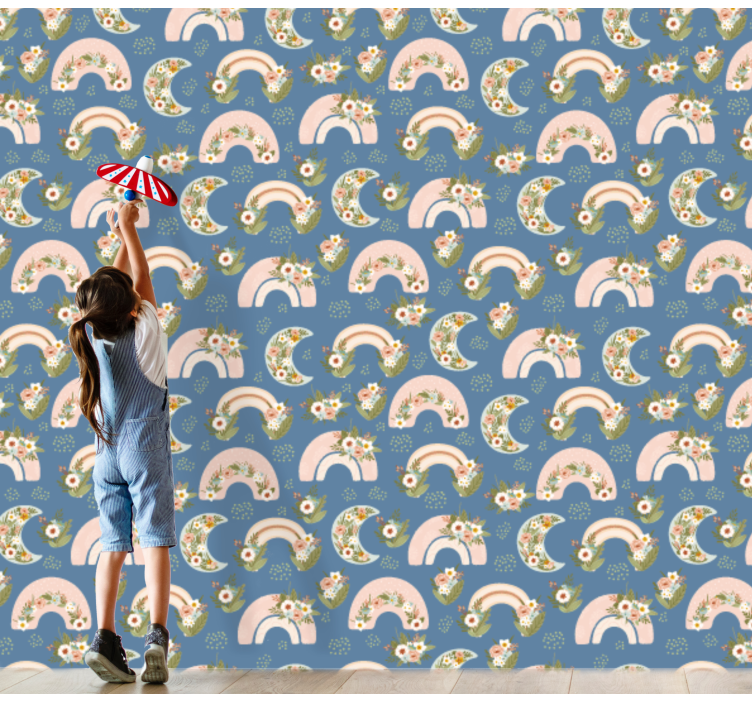 Carta da parati neonato arcobaleni floreali - TenStickers