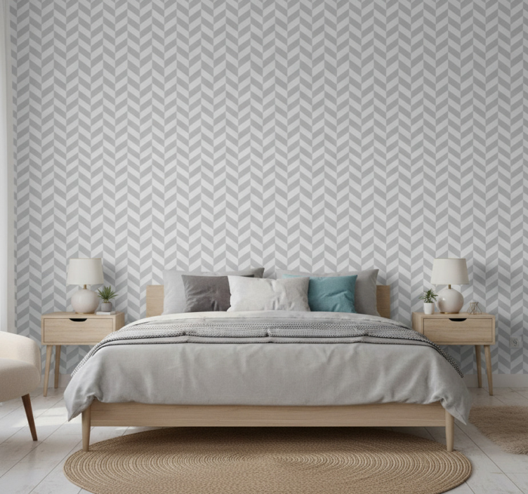Carta da parati nordica motivo a zigzag grigio e bianco - TenStickers
