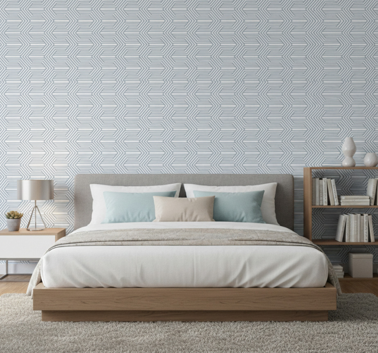 Carta da parati nordica sfondo blu con illusioni ottiche - TenStickers