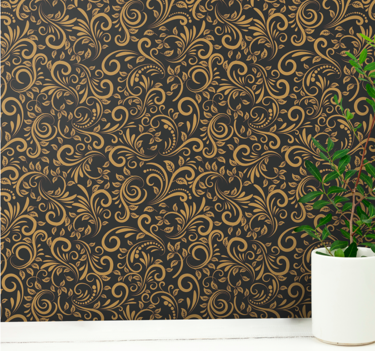 Carta da parati ornamentale eleganti volute di fogliame - TenStickers