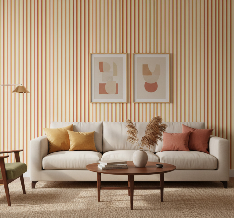 Carta da parati ornamentale motivo a righe pastello - TenStickers