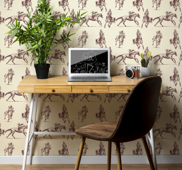 Carta da parati camera da letto Motivo cavallo beige e marrone - TenStickers