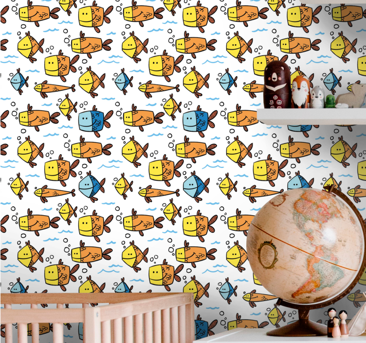 Carta da parati pesci divertimento acquatico cartone - TenStickers