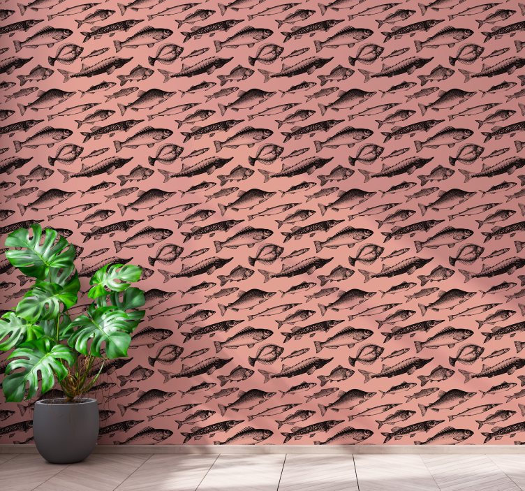 Carta da parati pesci motivo pesce rosa - TenStickers
