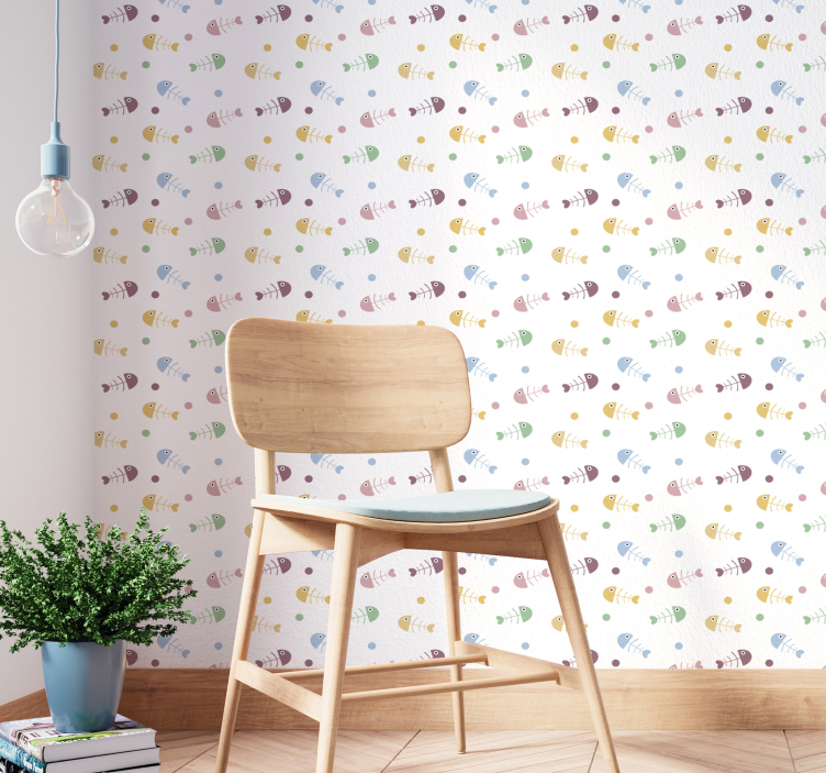 Carta da parati pesci modello minimalista colorato - TenStickers