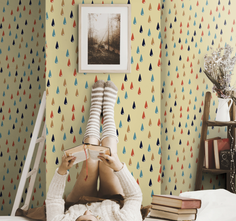 Carta da parati geometrica motivo goccia di pioggia - TenStickers