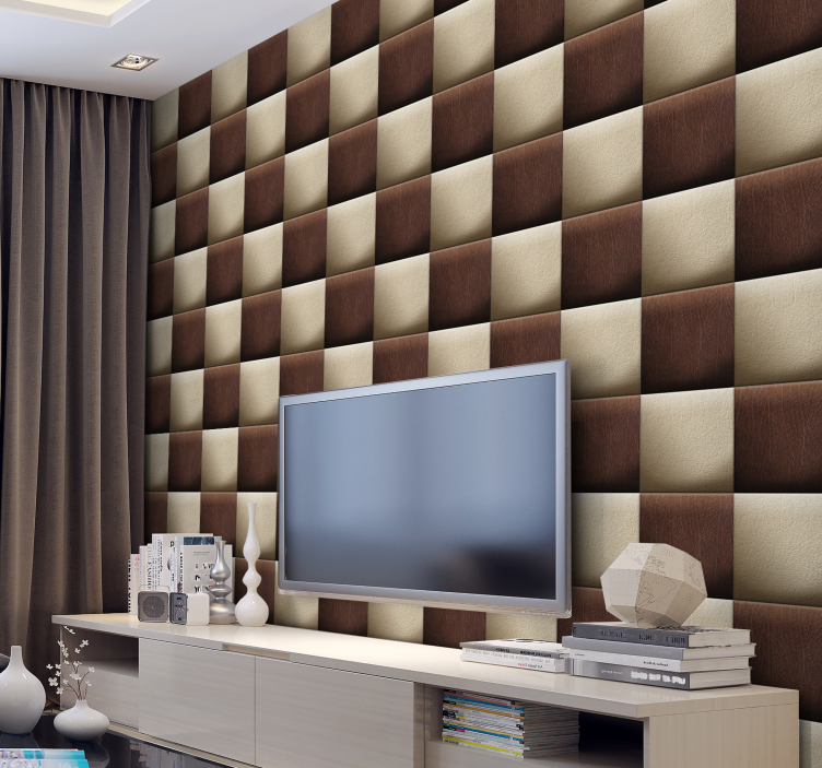 Carta da parati quadrati motivo a scacchi in pelle - TenStickers