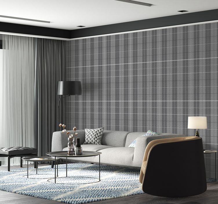 Carta da parati quadrati motivo scozzese grigio - TenStickers