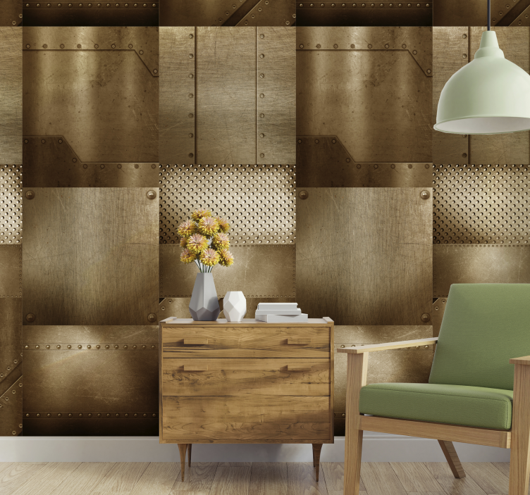 Carta da parati stile industriale pannelli effetto metallico - TenStickers