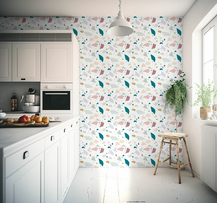 carta da parati cucina terrazzo geometrico colorato - TenStickers
