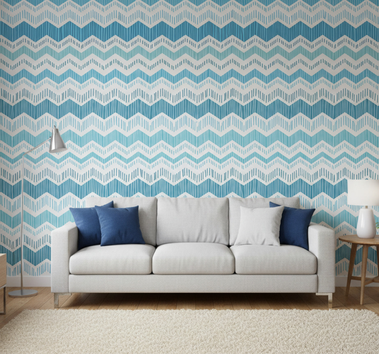 Carta da parati texture zig zag blu - TenStickers