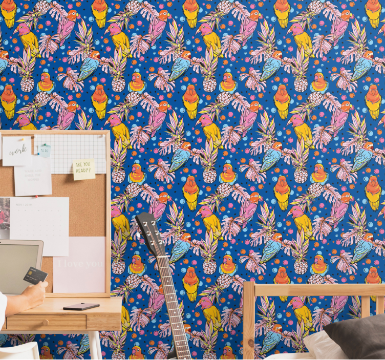 Carta da parati uccelli oasi tropicale dei pappagalli - TenStickers