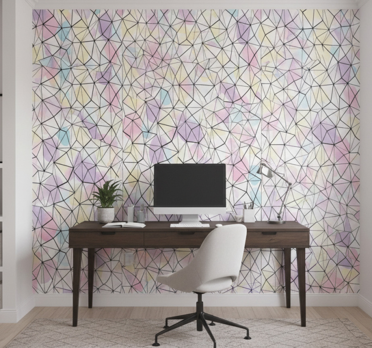 Carta da parati ufficio cerchi colorati con linee nere - TenStickers