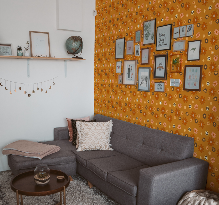 Carta da parati vintage texture Il potere dei fiori anni '60 - TenStickers