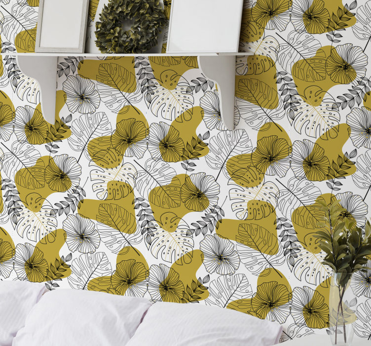 Carta da parati foglie modello di monstera foglia - TenStickers