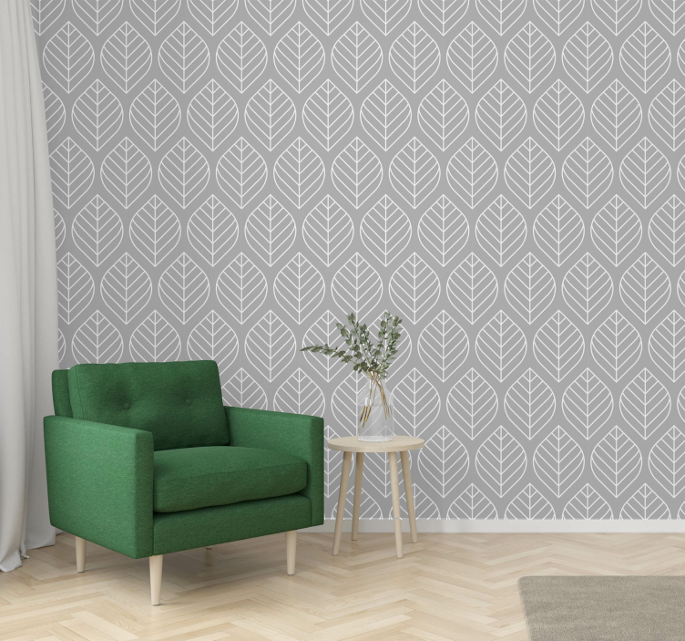 Carta da parati moderna con foglie - TenStickers