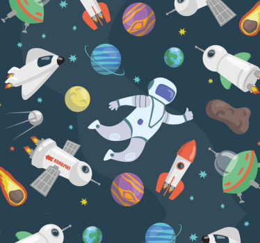 Carta da parati cameretta avventura spaziale - TenStickers