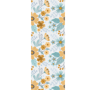 Carta da parati floreale composizione floreale con farfalle - TenStickers