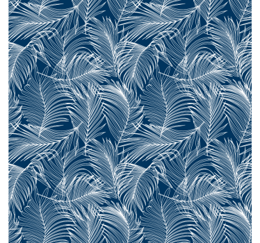 Carta da parati foglie foglie blu con contorno bianco - TenStickers