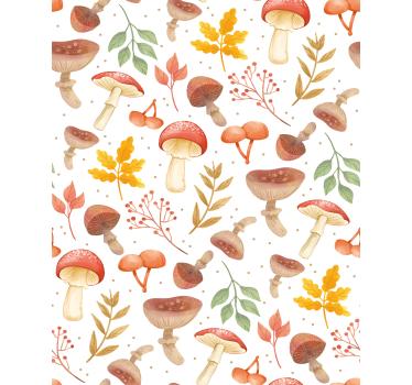 Carta da parati texture motivo funghi dipinti a mano - TenStickers