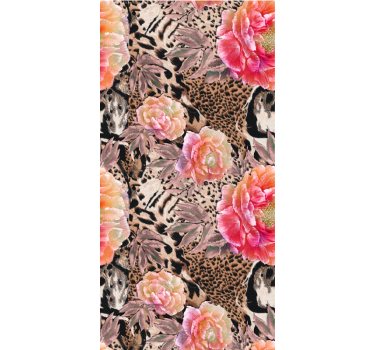 Carta da parati natura pelle di leopardo floreale - TenStickers