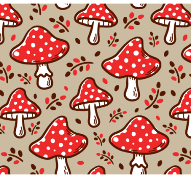 Carta da parati natura funghi tipici su sfondo beige - TenStickers