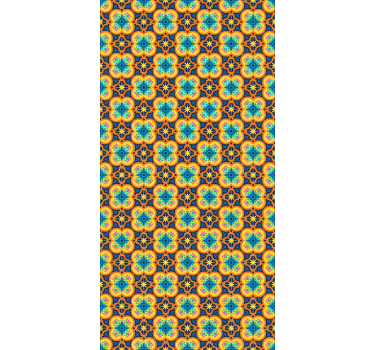 Carta da parati moderna texture motivo boho blu e giallo - TenStickers