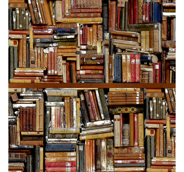 Carta da parati vintage libri impilati - TenStickers
