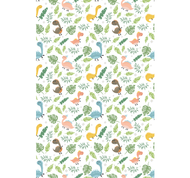 Carta da parati cameretta foresta pastello con dinosauri - TenStickers