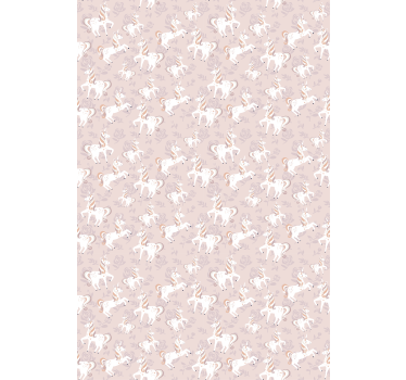 Carta da parati cameretta unicorno rosa e fiori - TenStickers