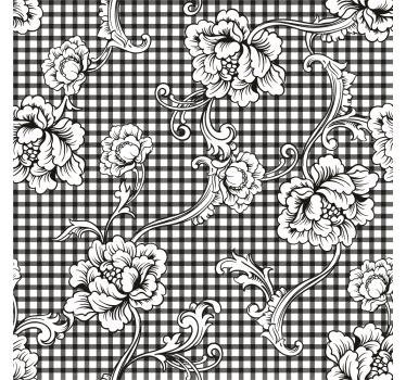 Carta da parati vintage motivo gingham bianco e nero - TenStickers