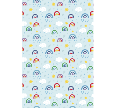 Carta da parati cameretta arcobaleni e nuvole blu - TenStickers