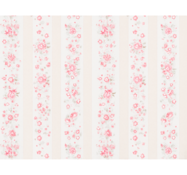 Carta da parati cameretta strisce floreali retro rosa - TenStickers