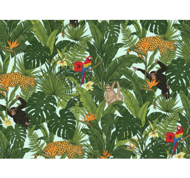 Carta da parati giungla tropicale con animali - TenStickers