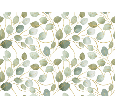 Carta da parati foglie eucalipto oro scintillante - TenStickers
