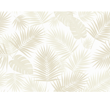 Carta da parati floreale foglie di palma crema - TenStickers