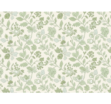 Carta da parati effetto pietra crema floreale verde - TenStickers