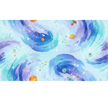 Carta da parati cameretta stile galassia azzurro - TenStickers