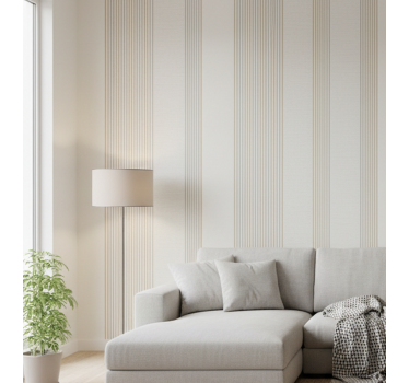 Carta da parati a righe verticali crema minimalista - TenStickers