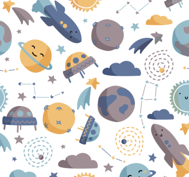 Carta da parati neonato cameretta a tema spaziale - TenStickers