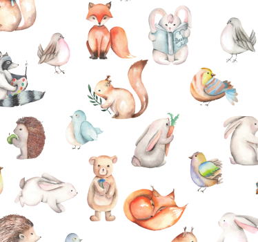 Carta da parati con animali stile cartoon - TenStickers