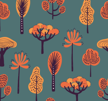 Carta da parati alberi motivi botanici stilizzati - TenStickers
