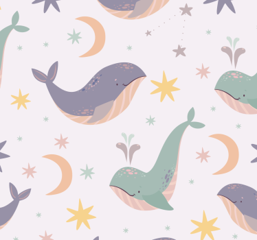 Carta da parati animali modelli di balene stravaganti - TenStickers