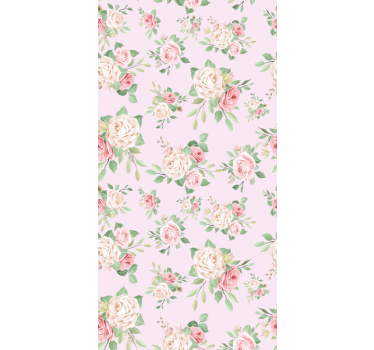 Carta da parati con peonie su sfondo rosa - TenStickers